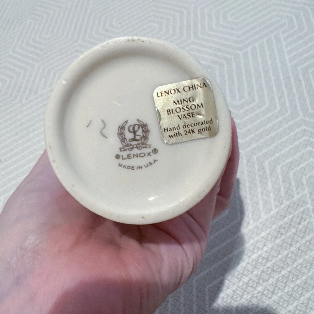 Lenox 24k Gold‎ Trim Ming Blossom Collection Rose Porcelain Bud Vase USA Vintage